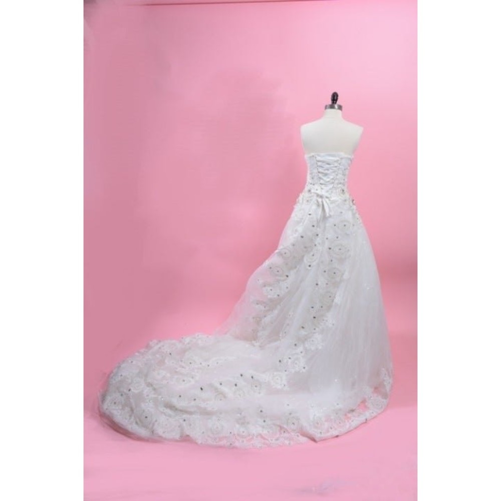 Beaded Rhinestone Wedding Dress w/Train - Picture 2 of 11